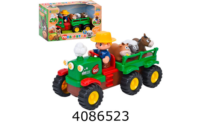 Трактор на батар. в коробці + причіп муз. світ. 33*20*15см (12) M 6303