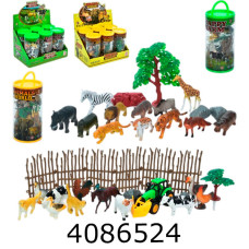 Тварини домашні в колбі 12шт від 5см 2 види + трактор (6/36) 887-888