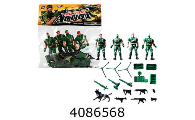 Солдати в наборі в кульку + військова техніка 18*13см (216/432) JL668-24