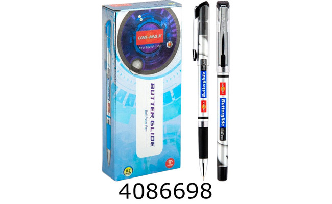 Ручка кульк. Unimax Butterglide чорна 0.7мм (12) UX-122-01