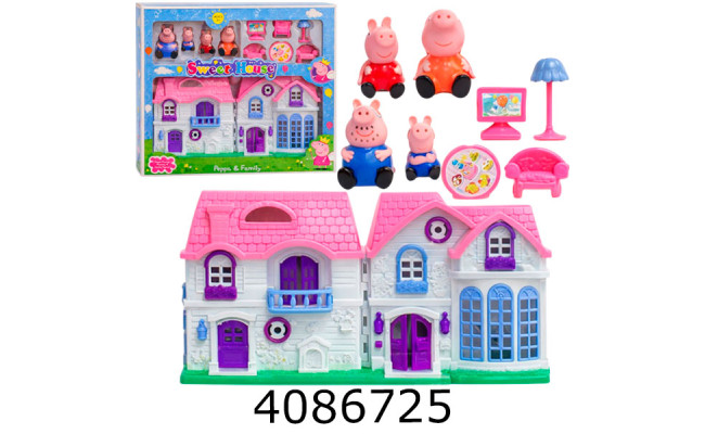 Герої Peppa Pig в коробці 4шт + будиночок 42*34*6см (10/20) PP6005