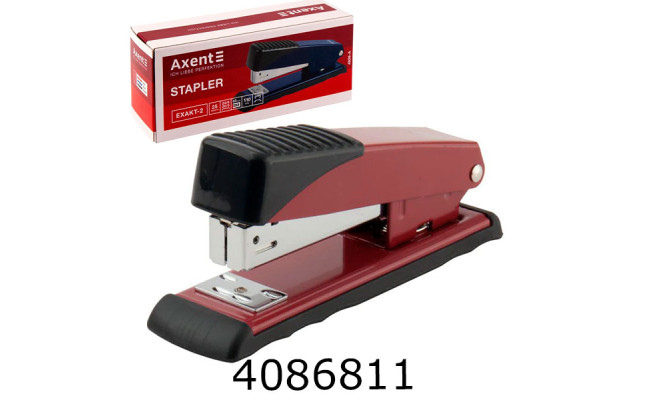 Степлер №24/6 AXENT Exakt-2 метал. 25 арк. червоний (12) 4926-06-A