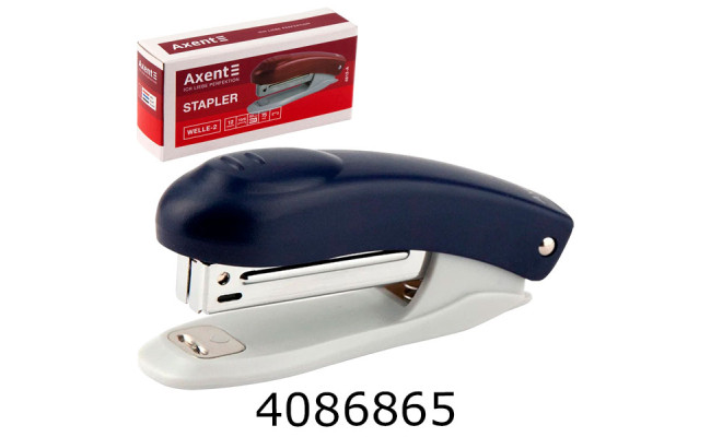 Степлер №10 AXENT Welle-2 пласт.12 арк. синій (12) 4812-02-A