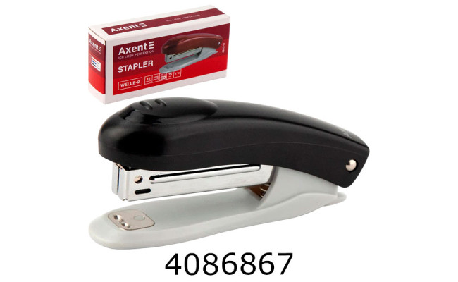 Степлер №10 AXENT Welle-2 пласт.12 арк. чорний (12) 4812-01-A