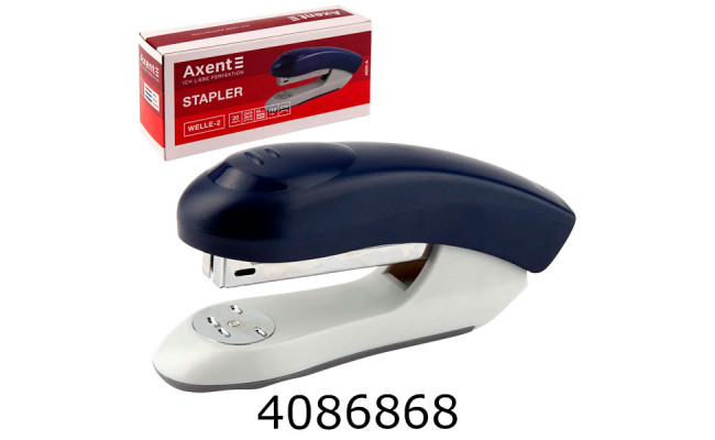 Степлер  №24/6 AXENT Welle-2 пласт.20 арк. синій (12) 4820-02-A