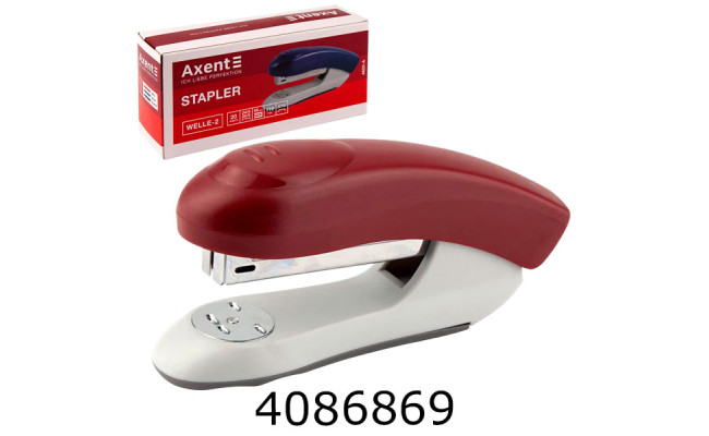 Степлер  №24/6 AXENT Welle-2 пласт.20 арк. червоний (12) 4820-06-A