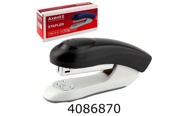 Степлер  №24/6 AXENT Welle-2 пласт.20 арк. чорний (12) 4820-01-A