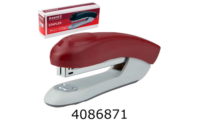 Степлер  №24/6 AXENT Welle-2 пласт.25 арк. червоний (12) 4825-06-A