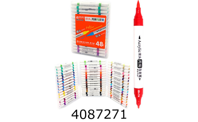 Скетч-маркери 48 кол. акрил. Aodemei двостор. м'який+тверд. plastic box (6) 6140-48M