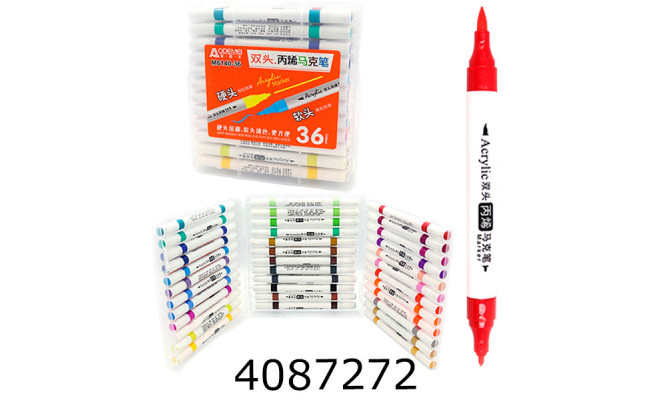 Скетч-маркери 36 кол. акрил. Aodemei двостор. м'який+тверд. plastic box (8) 6140-36M