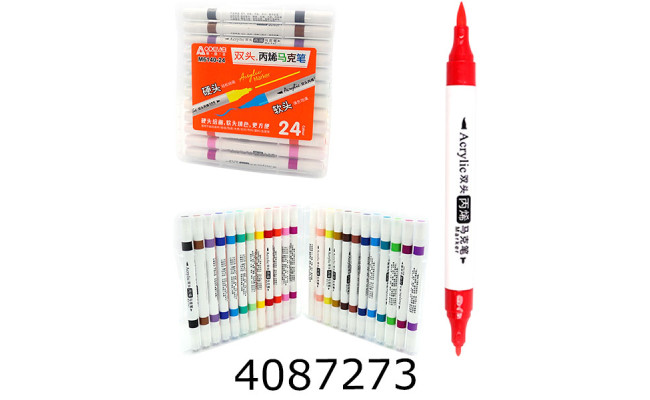Скетч-маркери 24 кол. акрил. Aodemei двостор. м'який+тверд. plastic box (12) 6140-24M