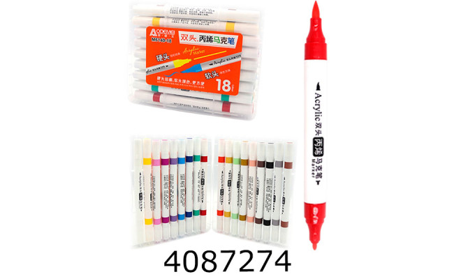 Скетч-маркери 18 кол. акрил. Aodemei двостор. м'який+тверд. plastic box (16) 6140-18M