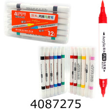 Скетч-маркери 12 кол. акрил. Aodemei двостор. м'який+тверд. plastic box (24) 6140-12M