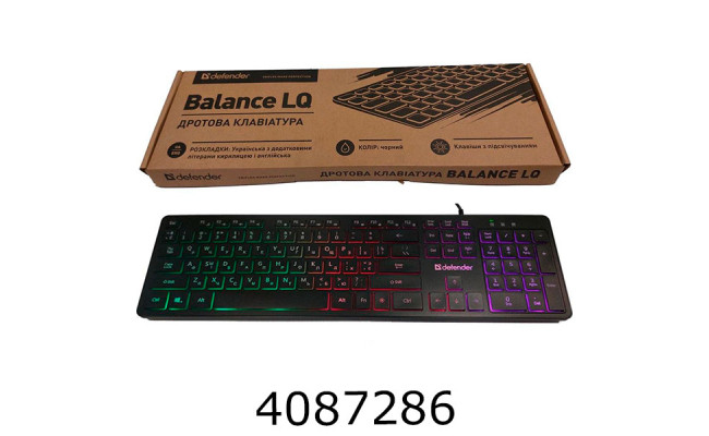 Клавіатура Defender Balance LQ Rainbow RGB-підсвічування низький хід клавіш 450790