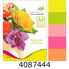 Папір кольор. А4 80г/м2  5*20 арк. неон (50) 56