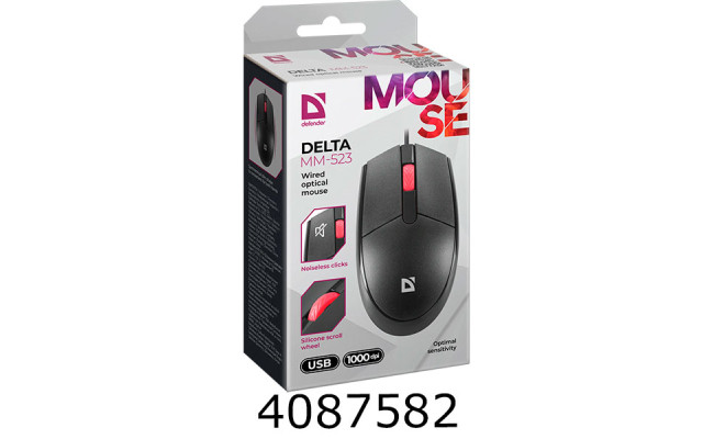 Мишка комп. Defender Delta MM-523 чорна 3 кнопки 52523