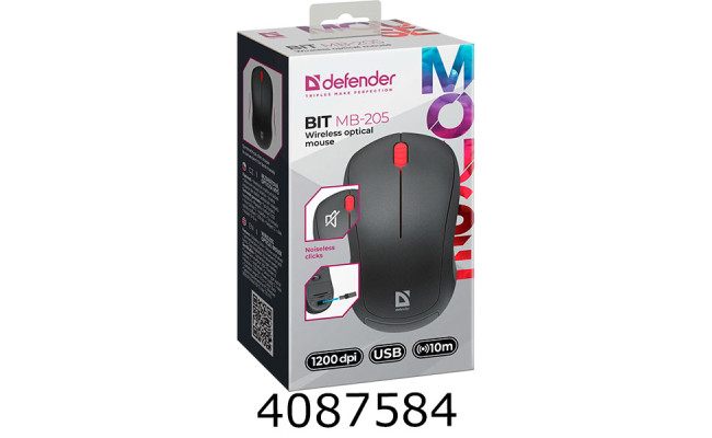 Мишка комп. Defender Bit MB-205 2кн+колесо 1200dpi бездротова 52205