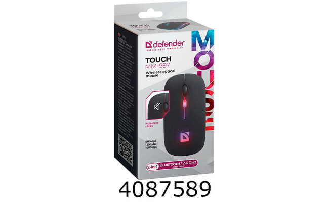 Мишка комп. Defender Touch MM-997 RGB(1600dpi) чорна 