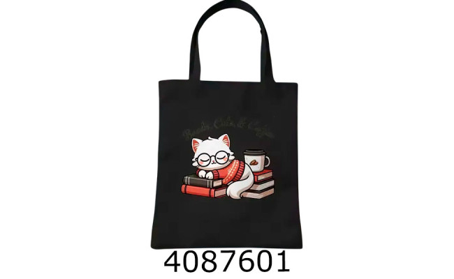 Сумка шопер Котик з книгами 40х34см З БЛИСКАВКОЮ (100) 25-147