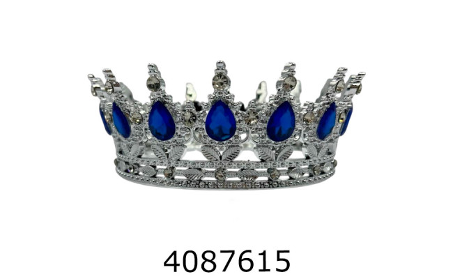 Корона для торта срібло - синя SA1706