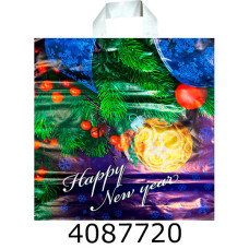 Пакет 38*41 см петля Merry Christmas Сині сніжинки ціна за 25шт. (20)