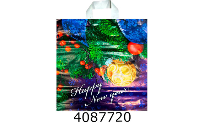 Пакет 38*41 см петля Merry Christmas Сині сніжинки ціна за 25шт. (20)