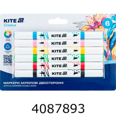 Маркер акрил. набір 6 шт. двостор. Kite Creative (14) K-1293