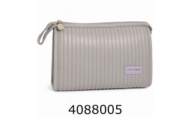 Косметичка стьобана сіра 22*16*8см (200) 2225