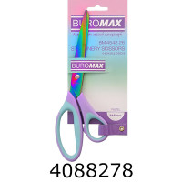 Ножиці 215см Buromax PASTEL офісні асиметр ручки з блак. гум. вст. (12/24) BM.4542-26