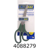 Ножиці 190см Buromax PASTEL офісні  зелені асиметр.ручки з сірими.гум.вст. (12/24) BM.4543-04