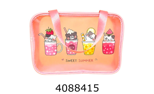 Косметичка прозора Котики рожева 30*20*13см (200) 25-580
