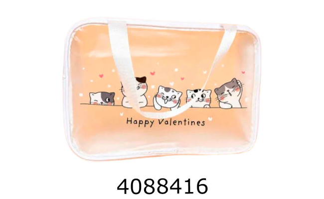 Косметичка прозора Котики біла 30*20*13см (200) 25-580