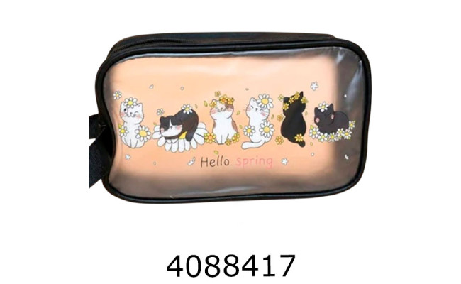 Косметичка прозора Котики чорна 25*13*8см (200) 25-582