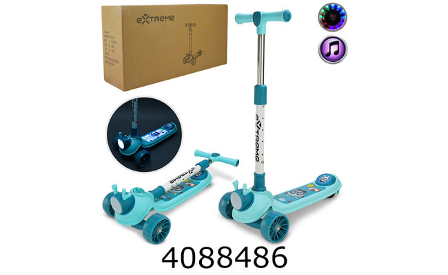 Самокат 3-х колісний кермо складний блакитний SC818_Blue