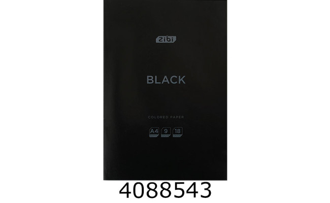 Папір кольоровий А4 18 арк. 9 кол. 45 г/м2 ZiBi BLACK (40) ZB.1900-01