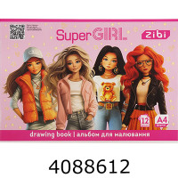 Альбом для малюв. на скобі 12 арк. 120г ZiBi SUPER GIRL (10) ZB.1421-10 Альбом для малюв. на скобі 12 арк. 120г ZiBi SUPER GIRL (10) ZB.1421-10