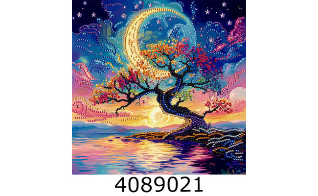 Алмазна мозаїка 25*25 Дерево в місячному сяйві Brushme BH019