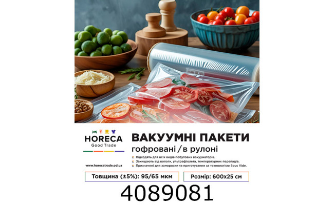 Пакет вакуумний гофр. в рул. 6м*25см HORECA Good Trade 70100