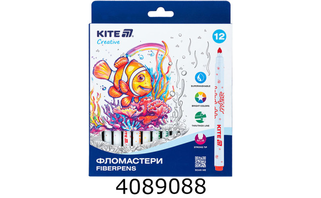 Фломастери Kite Creative Superwashable 1.0мм 12 шт. (12) K-1152