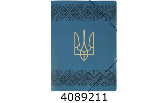 Папка на гумках пластик А4 BUROMAX UKRAINE DECOR вишиванка синя (12) BM.3972-68