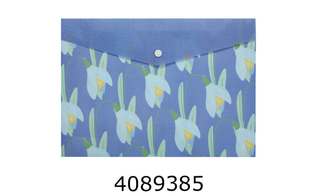 Папка конверт на кнопці A4 Buromax SNOWDROP ARABESKI напівпрозора фіолетова (12) BM.3943-07