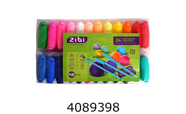 Пластилін повітряний 24 кол. *10г + стеки ZiBi KIDS Line (98) ZB.6297