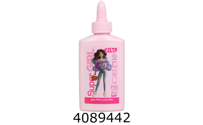Клей ПВА 100 мл супер ковпачок-дозатор ZiBi SUPER GIRL ZB.6105