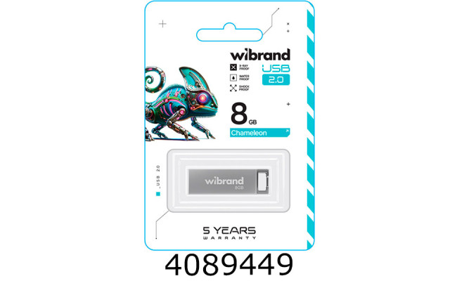 Flash USB 8Gb Wibrand 2.0 Chameleon срібний Wibrand