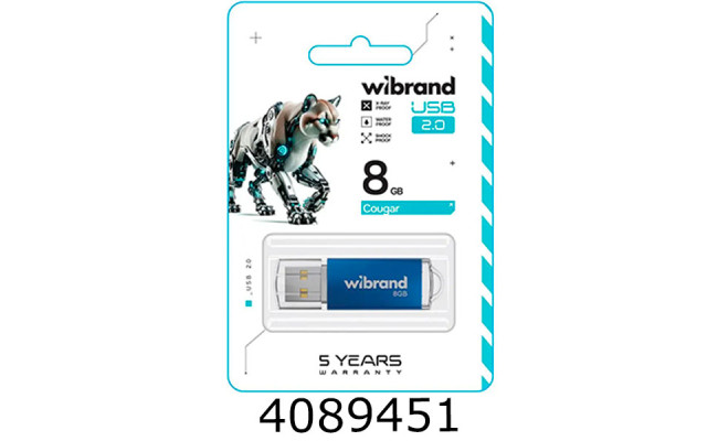 Flash USB 8Gb Wibrand 2.0 Cougar синій Wibrand