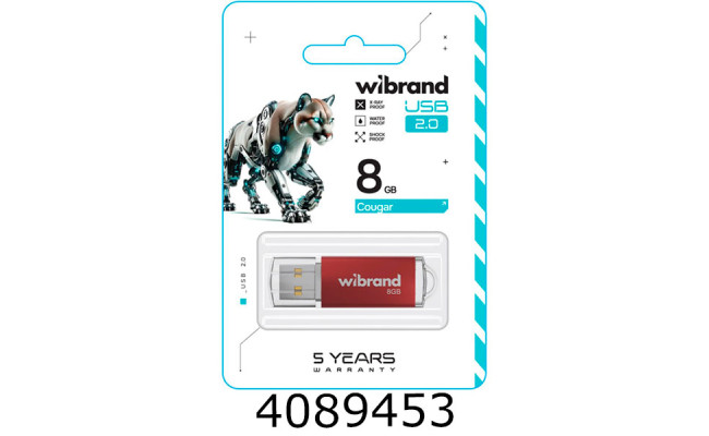 Flash USB 8Gb Wibrand 2.0 Cougar червоний Wibrand