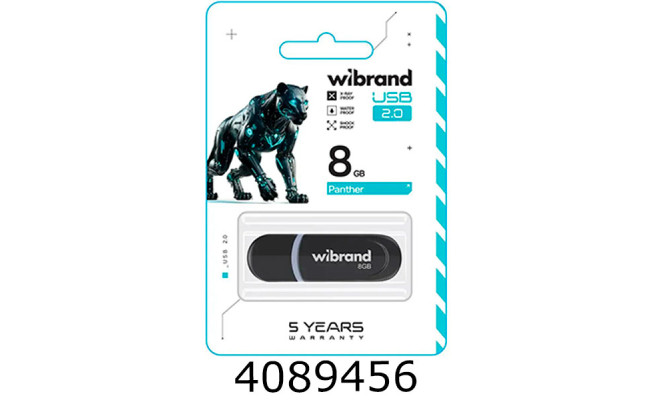 Flash USB 8Gb Wibrand 2.0 Panther чорний Wibrand