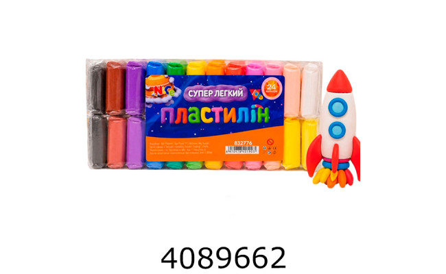 Пластилін повітряний 24 кол. *10г зі стеками Hipe (100) 832776Л
