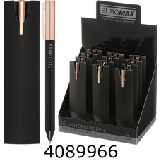 Ручка гелева авт. BUROMAX PRESTIGE GOLD 0.5 мм сині чорнила чорна (12) BM.83101-01