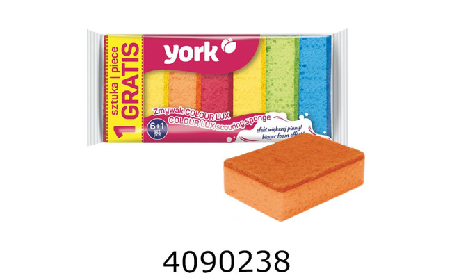 Губка д/посуду 6+1шт КОЛОР ЛЮКС  (15) (York) 030180